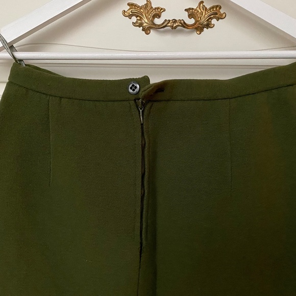 Sz Sm 60s Vintage Heavy Wool Mod Green Skirt - Picture 5 of 15